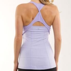 Lululemon Spin Me Tank Heathered Lilac / Lilac w/ Built-in Shelf Bra - Size 4